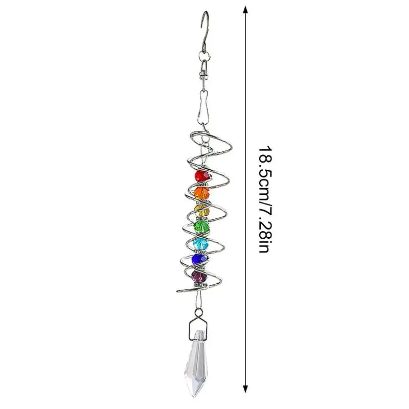 Rotating Crystal Gazing Spiral Tail Ball Pendant Wind Spinner Tails Hanging Decorative for Spinners Chime Outdoor Garden & Yard 5