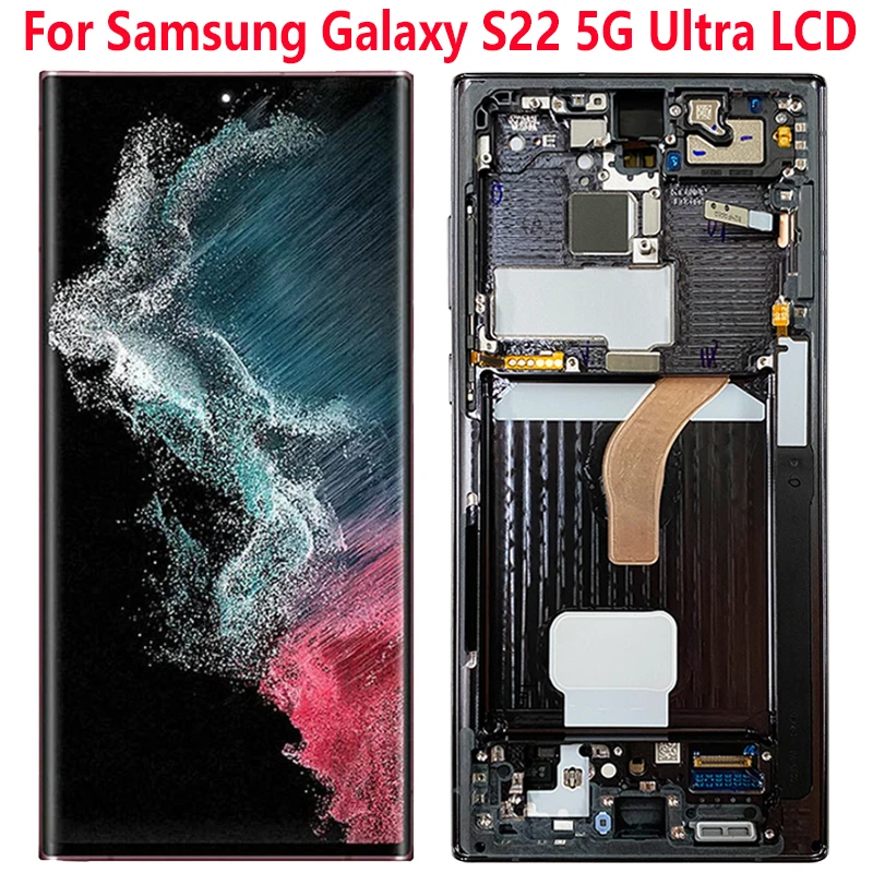 

ЖК-дисплей SUPER AMOLED для Samsung S22, сверхтонкий сенсорный ЖК-экран с дигитайзером в сборе, 5G S908 для Samsung S22 Ultra, экран