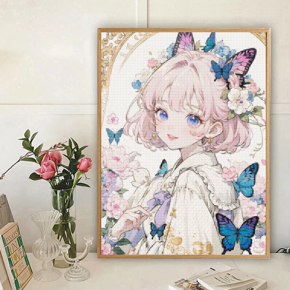 5D Diamond Painting  Anime Girl DIY Cartoon Cross Stitch Full Square Round Diamond Mosaic Embroidery Art Home Decoration Gift - 2