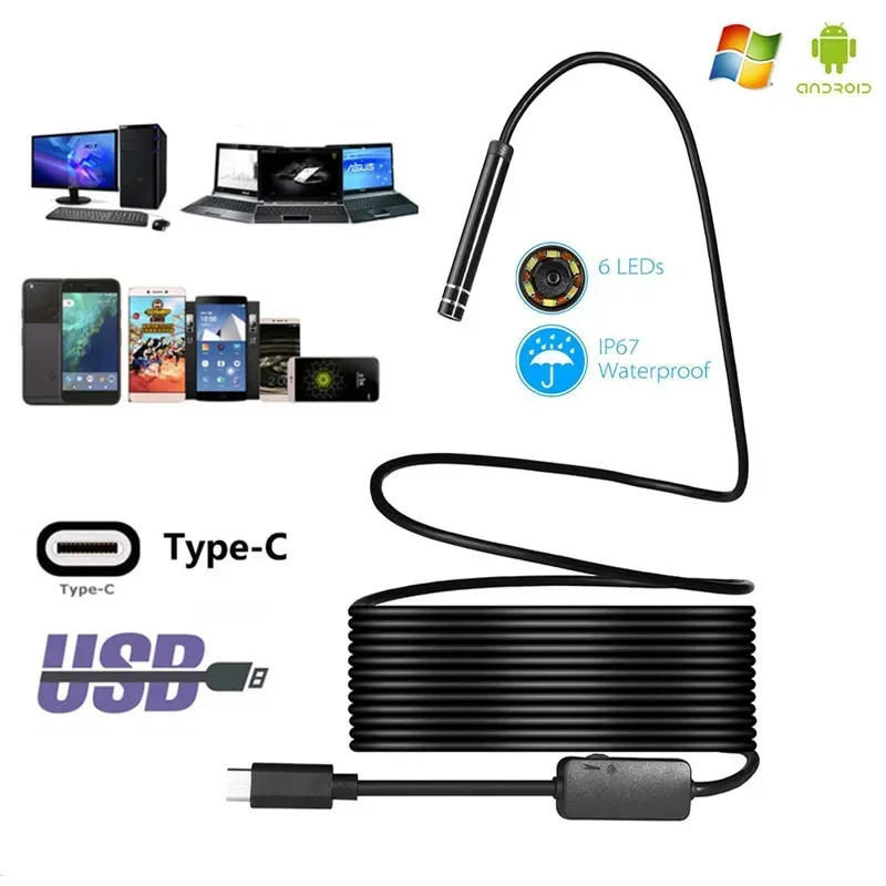 

USB-камера типа c для Android, ПК, эндоскоп для смартфона на Android, эндоскоп типа C, мини-эндоскоп, фотокамера