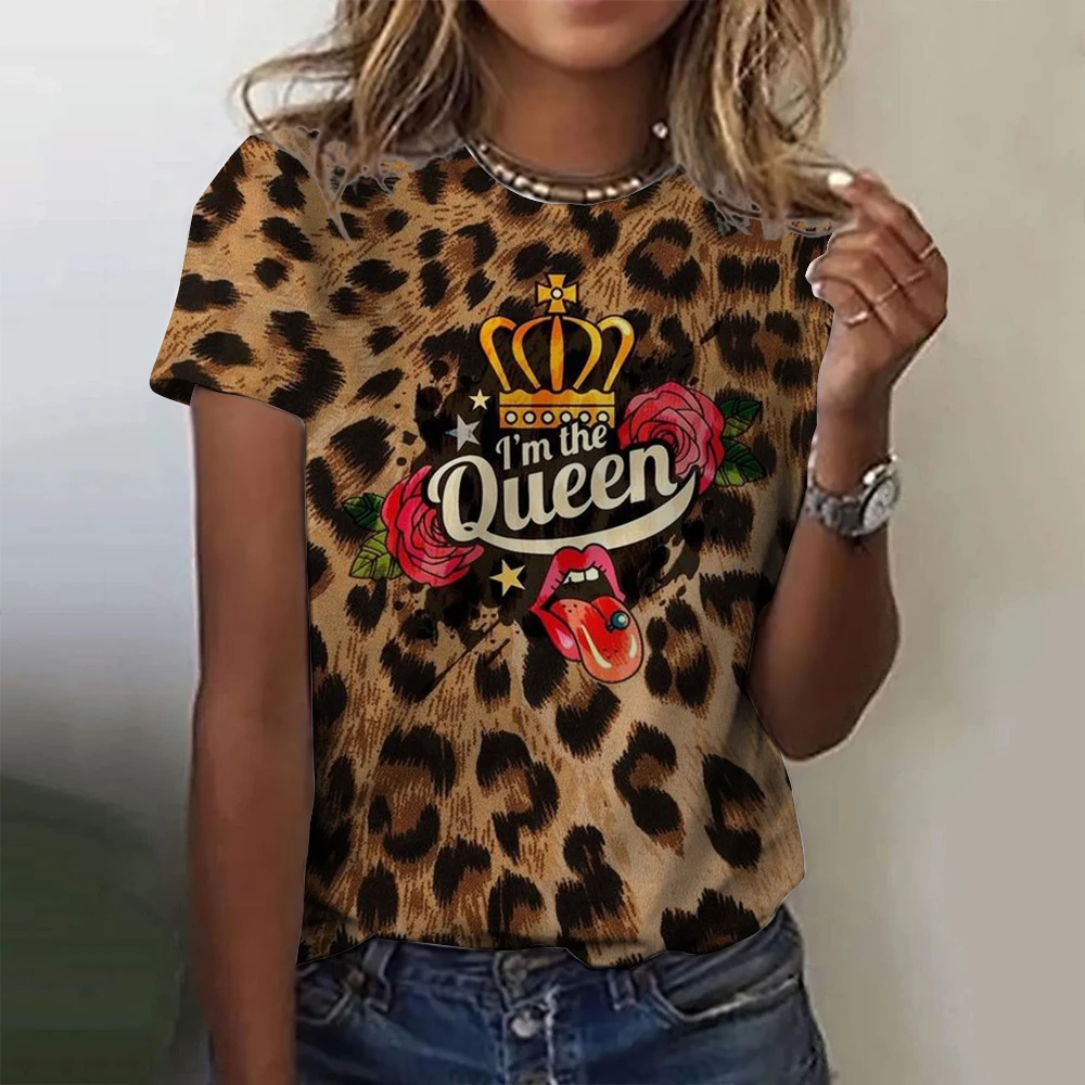 

Women's T-shirt Summer Fashion Short Sleeve Tees Tops 3D Print O-Neck Casual T Shirt For Women's Leopard Clothes for Sexy Girl