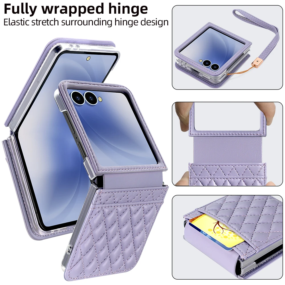 Stylish Phone Case with Card Slot, Telescopic Hinge Protection & Wrist Strap