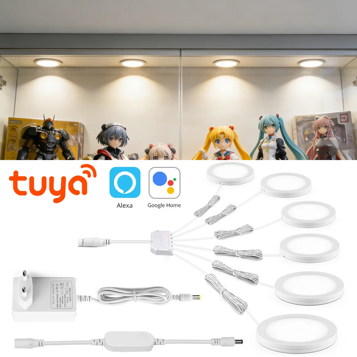 Smart LED Ceiling and Cabinet Light with Tuya App Control - Dimmable, Ultra-Thin, Voice-Activated