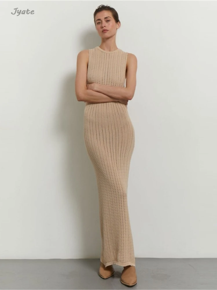 

Сексуальное облегающее однотонное пляжное длинное платье для отпуска с вырезом лодочкой без рукавов с вырезами облегающее сексуальное летнее женское платье 2024 модное женское платье