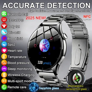 2025 New Health Analysis ECG+PPG Smart Watch Body Fat Uric Acid Blood Pressure Heart Rate Tracker NFC Smartwatch For Android IOS 1