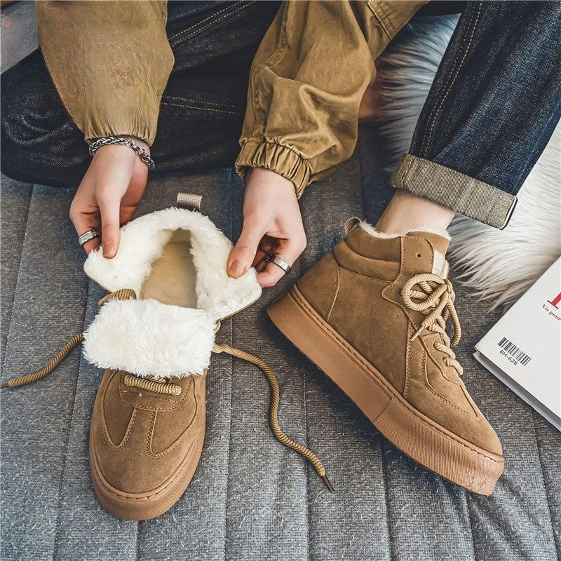 Herren Winter Vintage High-top Stiefel Mit Warmem Fleecefutter_voghion.com