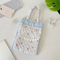 Elegant Lace Trim Shockproof Tablet and Laptop Sleeve with Shoulder Strap and Large Capacity (Blue)