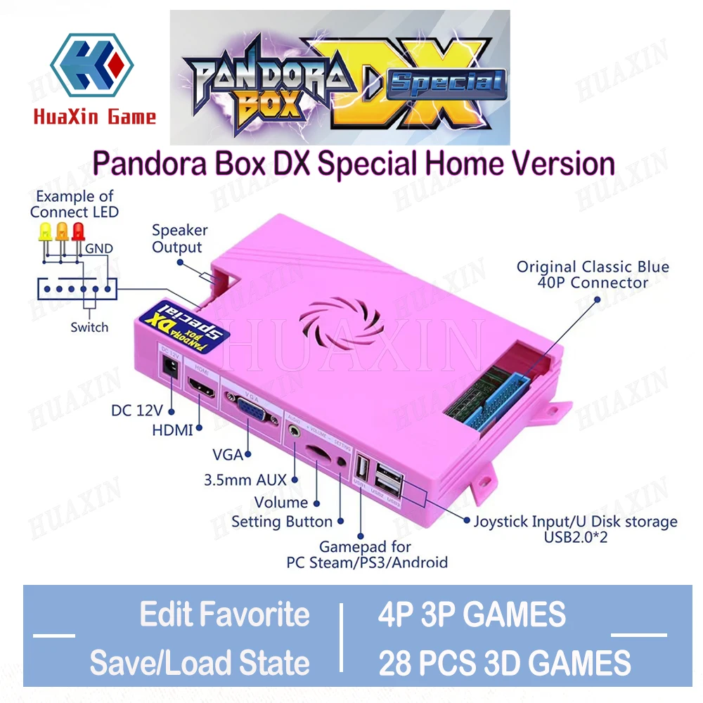 Jamma Pandora’s Box DX SPECIAL Family Mainboard 5000 IN 1 Games 3P/4P HDMI 3D VGA 