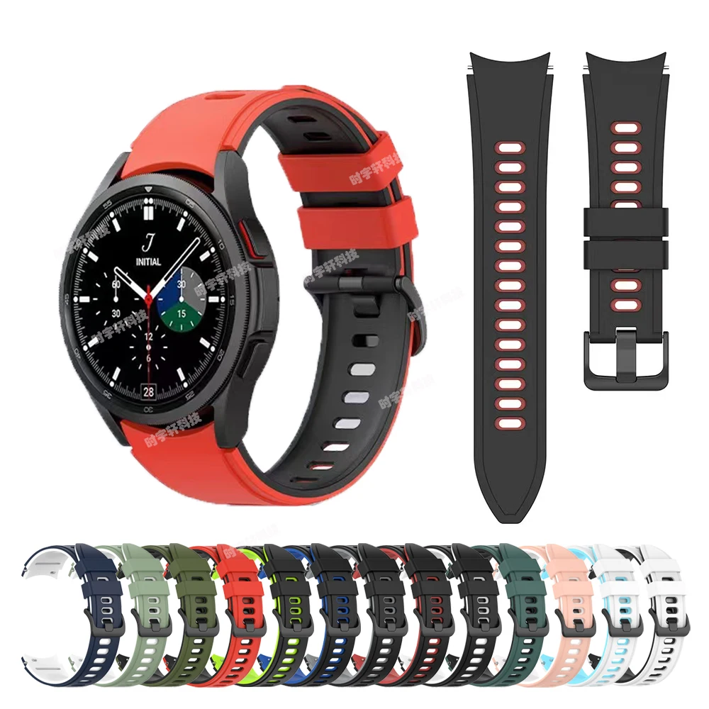 

Ремешок силиконовый для Samsung Galaxy Watch 4 Classic, быстросъемный спортивный браслет с изогнутым концом для Galaxy 4, 40 мм, 44 мм, 42 мм