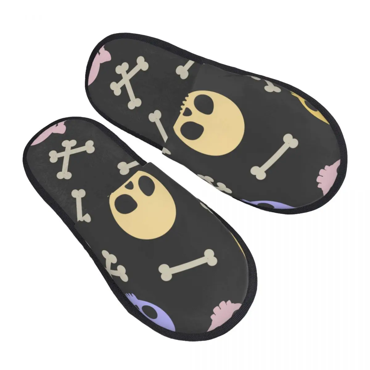 

Симпатичные Мультяшные теплые тапочки в виде черепа и костей, домашние плюшевые тапочки, домашние мягкие пушистые Тапочки
