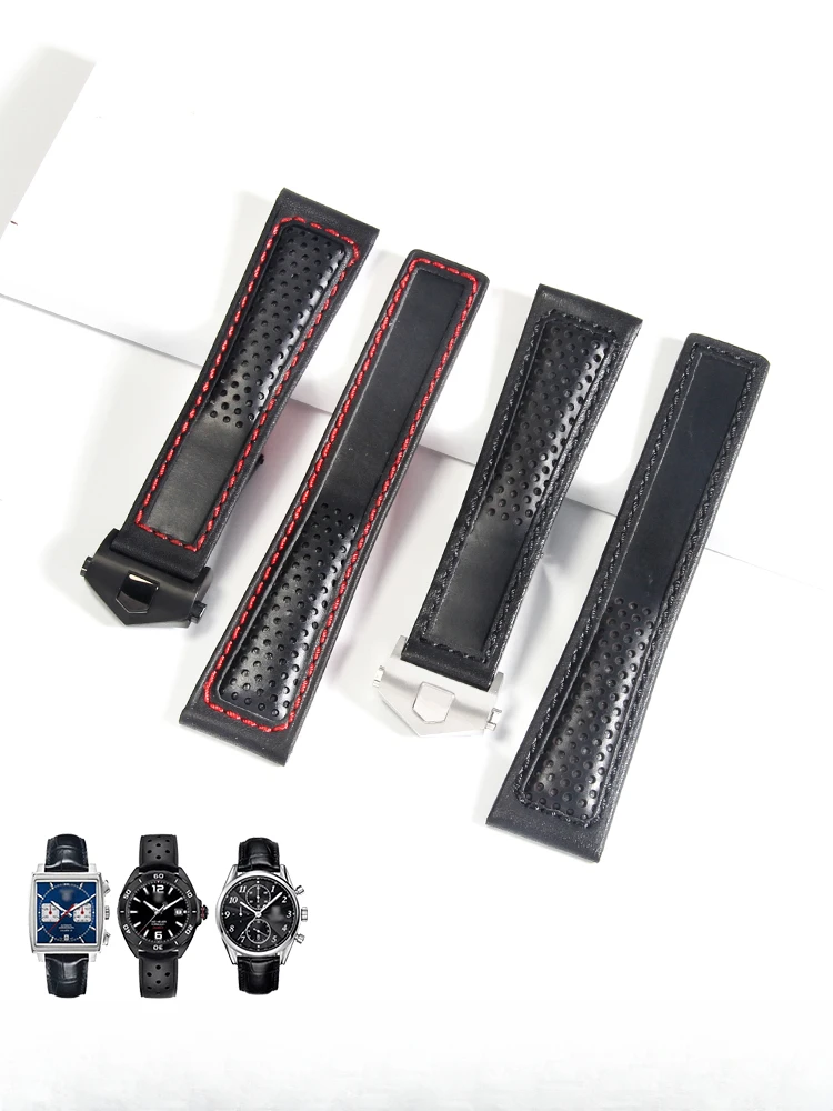 Accessori In Vera Pelle Lucida Per Tag Heuer Calila Racing Monaco Serie F1 Cinturino Per Orologio Anti-Allergia Traspirante Da 22Mm