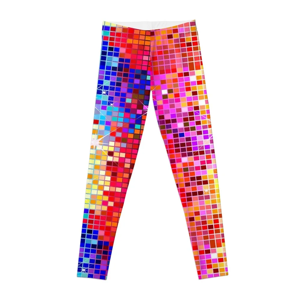 

Image of Metallic Colorful Sequins Look-Disco Ball Image GlitterPattern Leggings sports woman gym for fitness Womens Leggings