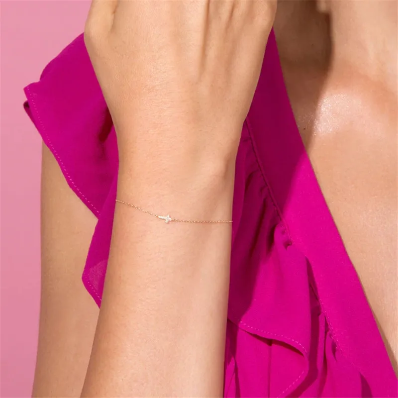 

MC 3pcs S925 Sterling Silver Bracelets For Women Zircones Cross Chain Around Mujer Bijoux Femme Gold Chain Pulseras Mujer Gift