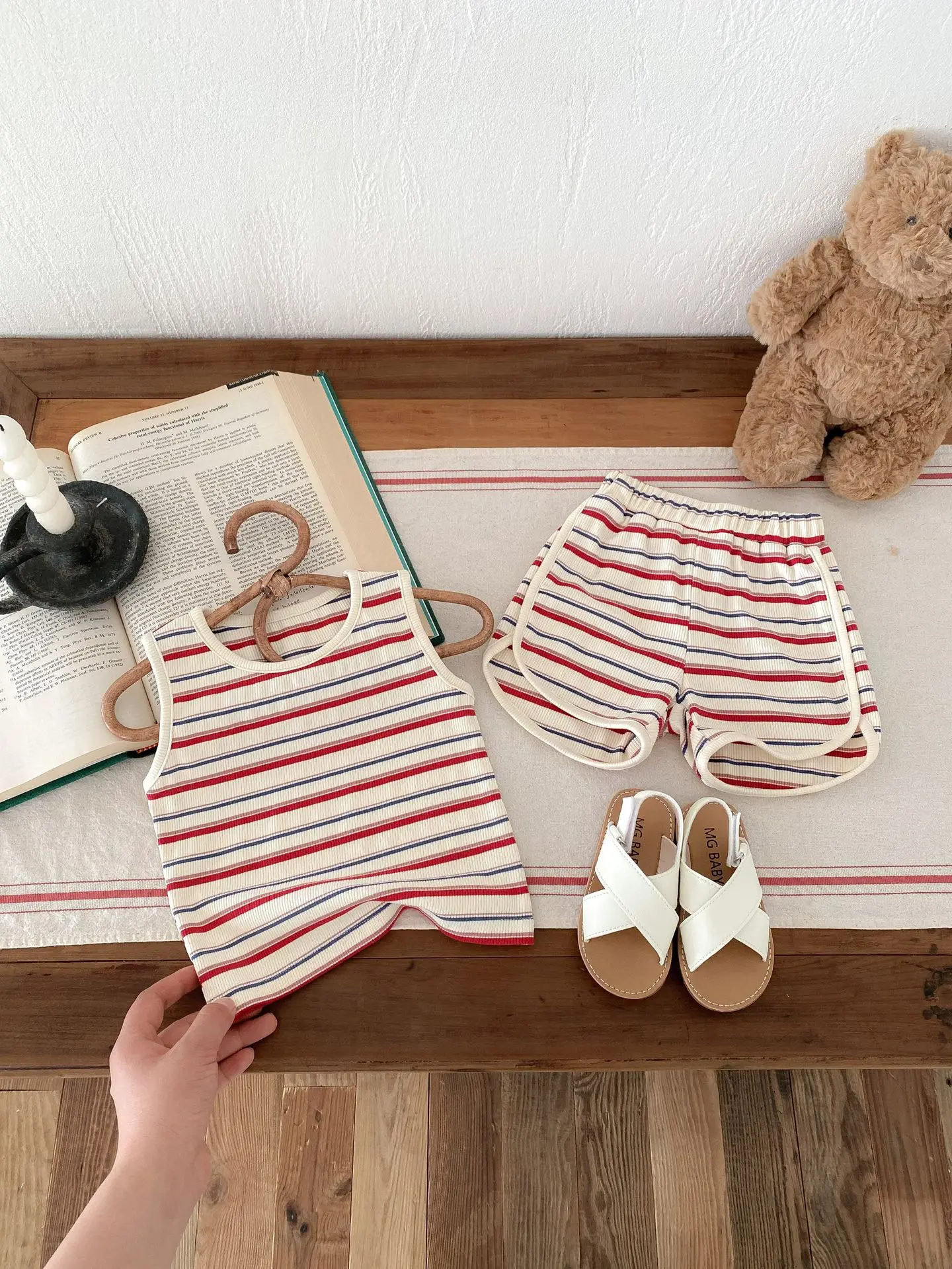 Description Picture 5 of item2pc Boys Clothes Set Summer Striped Sleeveless Vest + Shorts Casual Outfits Set with Pants for Kids Boys Sportwear Outerwear