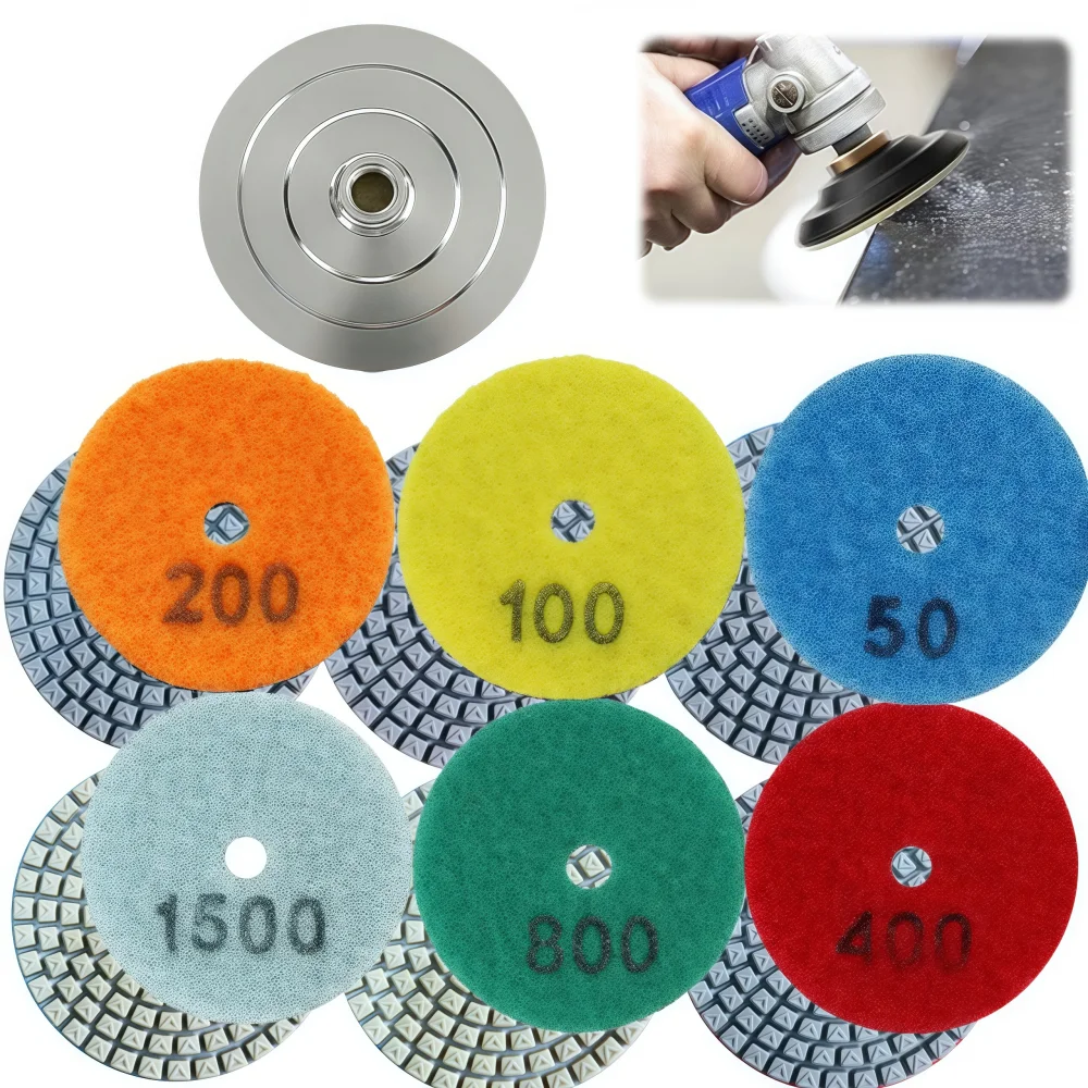 80/100mm Diamant-Polierpads Nass-Polierscheibe Schleifwerkzeug für Granit, Marmor, Quarz, Glas, Fliesen 50-1500 Körnung