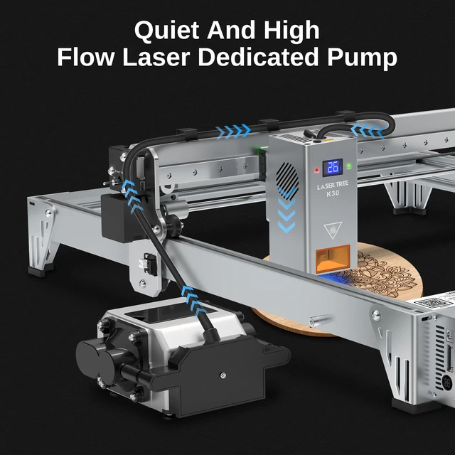 LASER TREE New 24V Electromagnetic Air Pump Lower Noise Compressor with Adjustable Airflow for Laser Head Air Assist 2