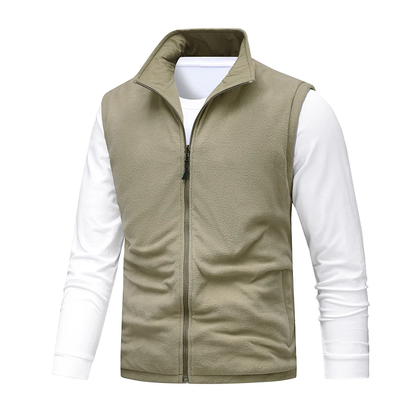 Outdoor Reversible Fleece Sports Fishing Casual Windproof Sleeveless Vest Comfortable Breathable Camping Vest Male