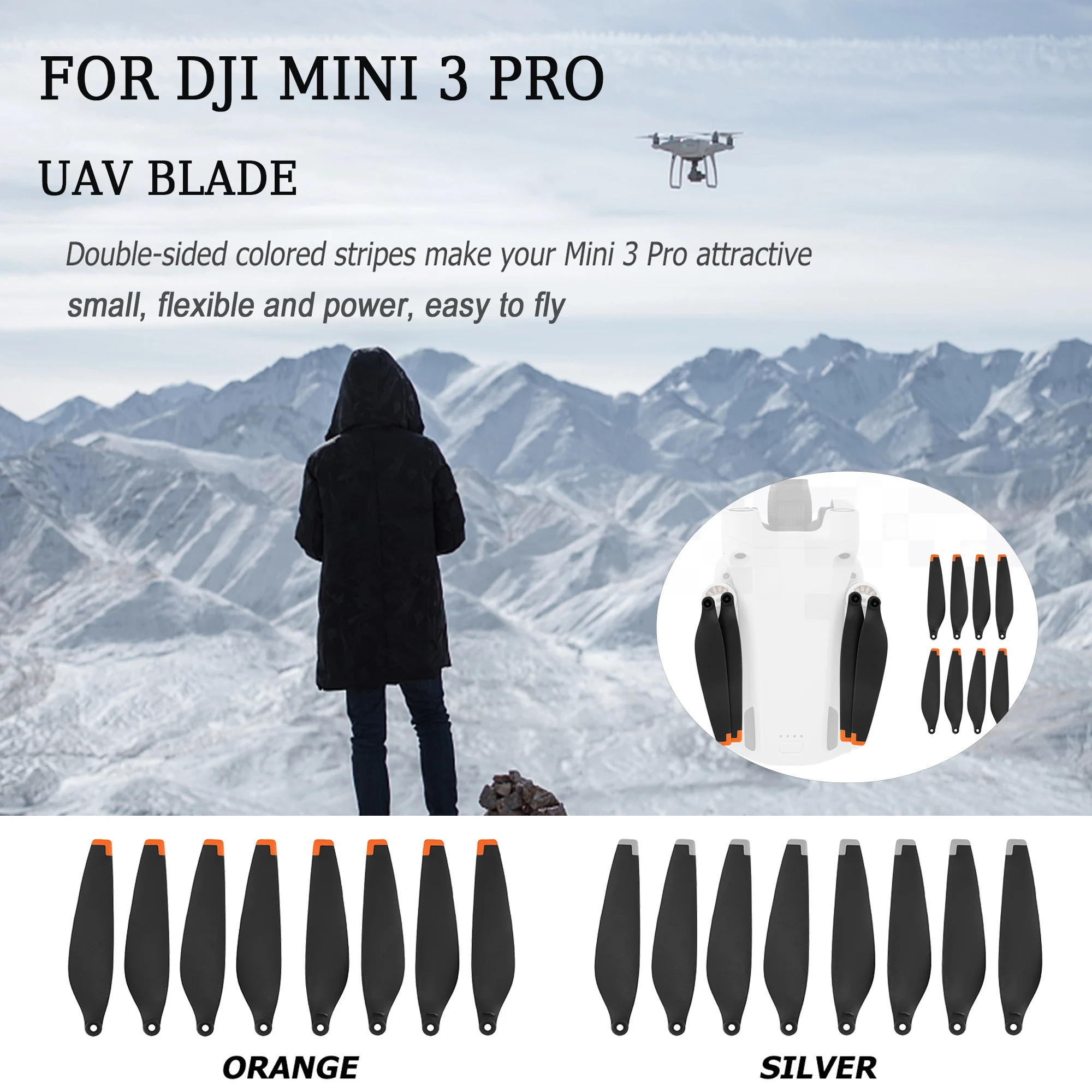 Hélices de Drone CW CCW 5 Paires Orange Tip pour DJI Mini 3 Pro