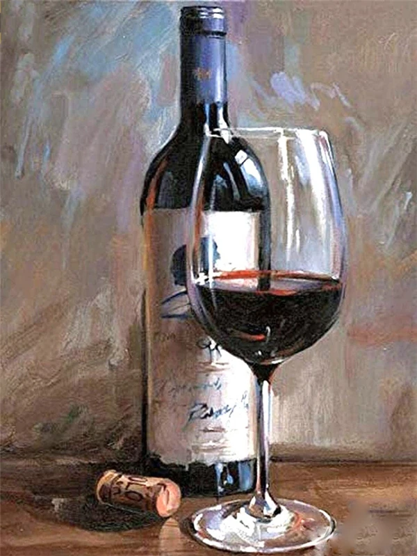 thumbnail image 1 of HUACAN - Pintura de diamante 5D DIY "vino tinto", cuadro de diamantes cuadrados completo, bordado de punto de cruz, paisaje, mosaico, botella, decoración del hogar, 1 of 5