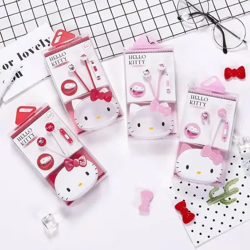 헬로키티 3.5mm 유선 이어폰 베이스 스테레오 이어버드, 체육관 스포츠 헤드폰, 마이크 스테레오 헤드셋 포함, 삼성 샤오미 화웨이 PC용 2