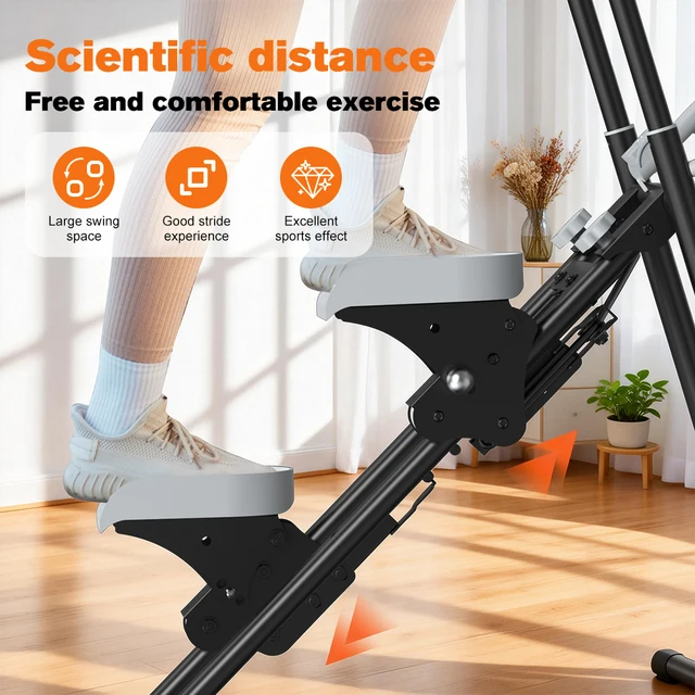 Foldable Stair Stepper for Home Gym, 6-Level Adjustable Handlebar Stair Climber with LCD Monitor, Adjustable Resistance Pedals,