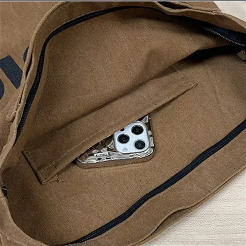 New Thickened Washed Canvas Bag, Korean Women Handbag Shoulder Bag, Large Capacity Women's Shopping Bags, Student School Bags