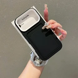 Contrast Color Shockproof Liquid Silicone Card Holder Wallet Phone Case - iPhone 15 Plus (Black)