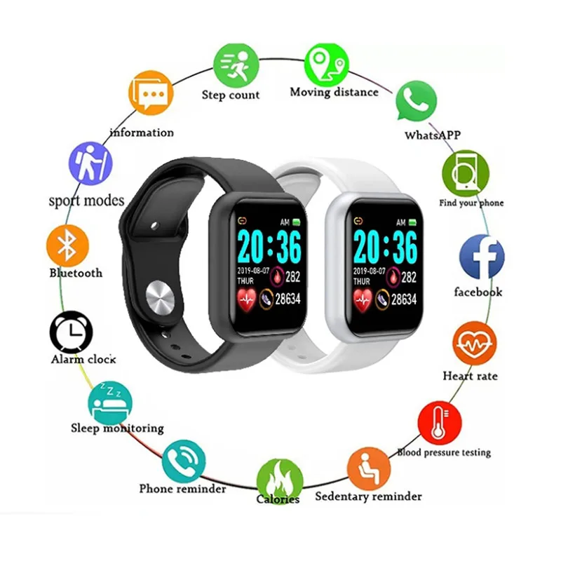 Y68 Smart Watch Women's Men's Children's Smartwatch Fitness Watches