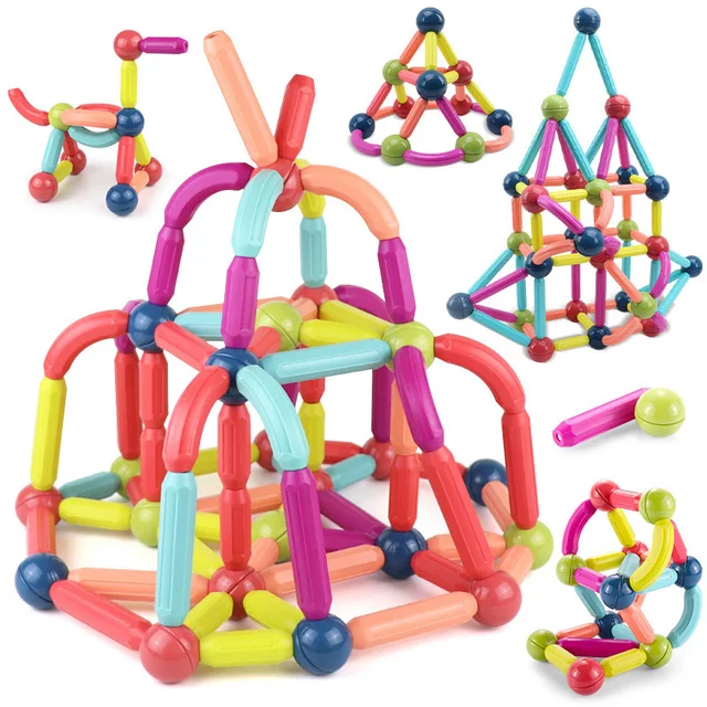 NEW Kids Magnetic Constructor Block Designer Magnet Stick Rod Building Blocks Montessori Educational Toys For Children Boy Girl 3