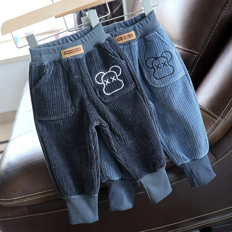 Autumn and Winter Baby's New Pants Boys and Girls' Plush Casual Pants Children's Warm Thickened