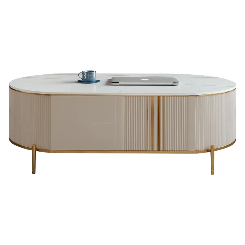 

ZL Stone Plate Coffee Table Small Apartment Living Room Creative High Oval