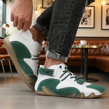 أحذية رجالية عارية ماركة فاخرة قابلة للتنفس أحذية بدون كعب مسطحة ناعمة مريحة وبسيطة عالية الجودة بأربطة سهلة الارتداء للمشي لمسافات طويلة 2