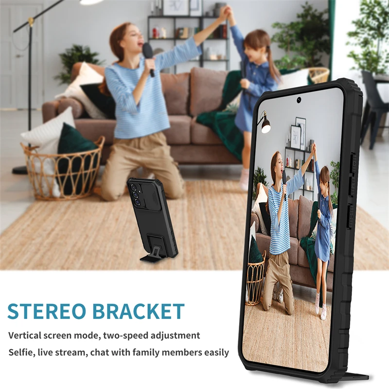 Durable Armor Kickstand Slider Camera Protector Phone Case