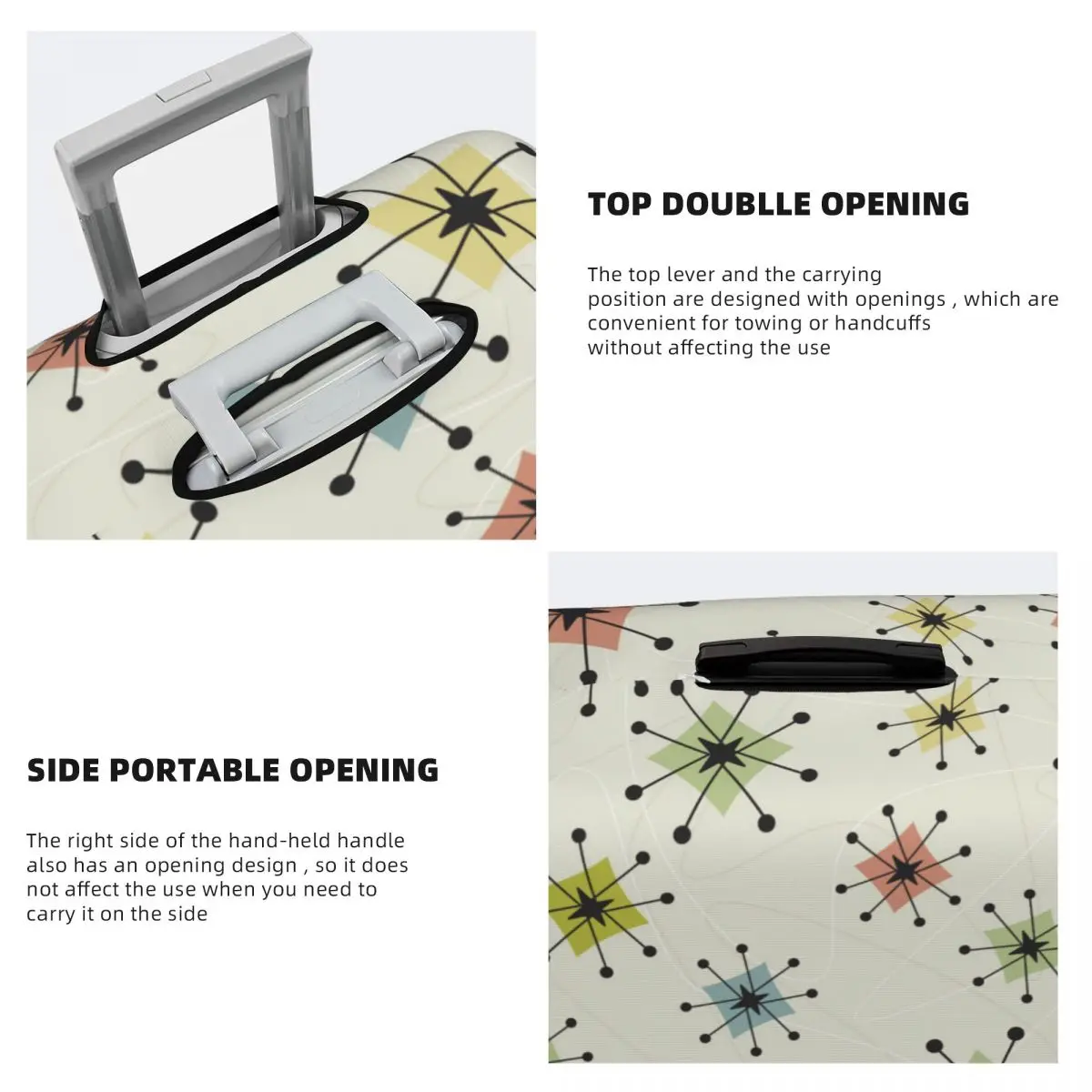 원자 별 패턴 여행 가방 커버, 빈티지 휴가 여행, 재미있는 수하물 액세서리 보호