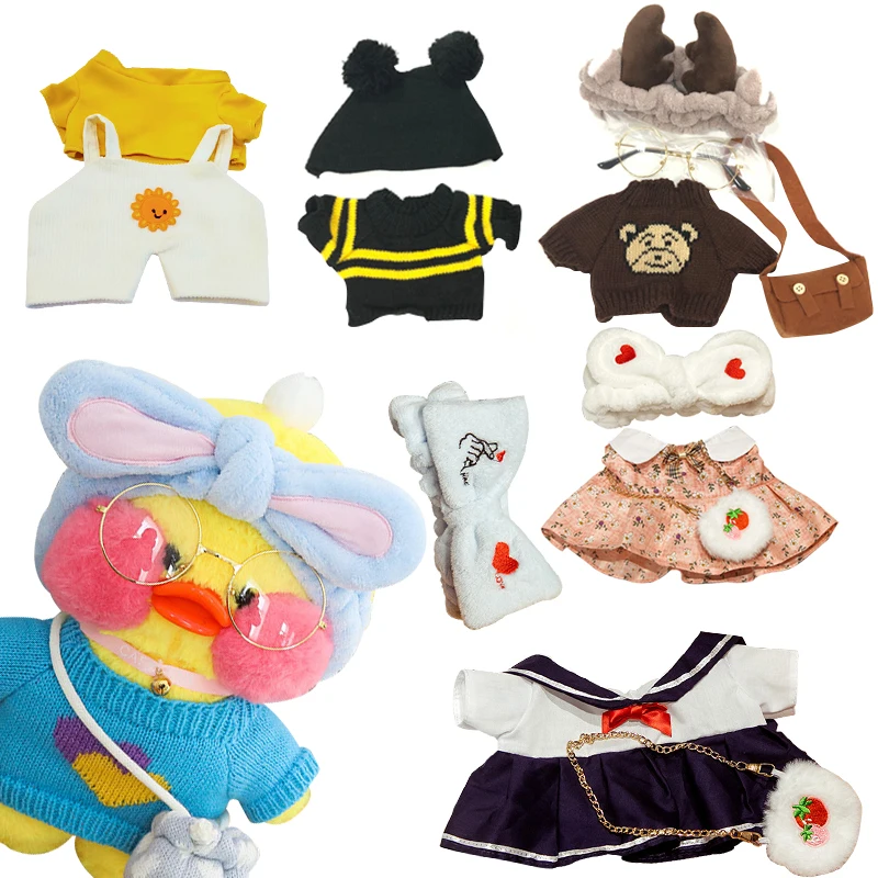 HIKOOO 30cm Duck Accessories Lalafanfan Plush Toys Kawaii Clothes
