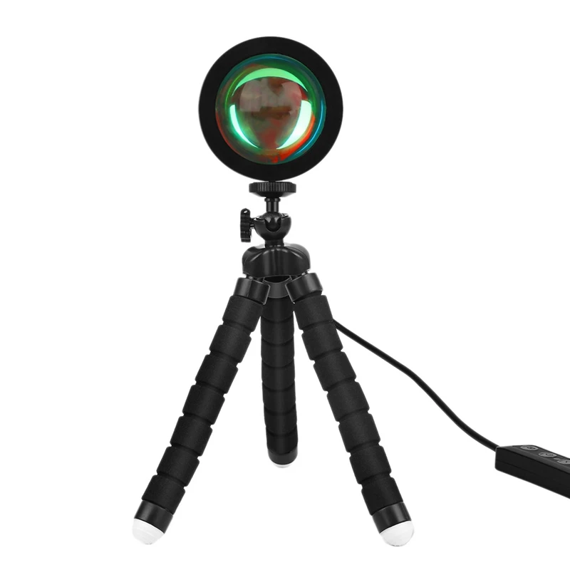 

RGB Sunset Projection Atmosphere Lamp LED Night Lights,USB Projector 360° Photography Lamps Tripod For Home Room Studio