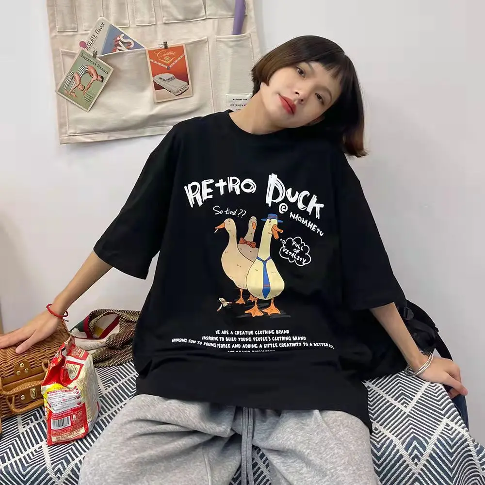 Cute Cartoon Duck Graphic T Shirts Crew Neck Short Sleeve Sports Tops  Womens Clothing, Buy More, Save More