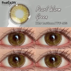 Pearl Warm Series Colored Contact Lenses - Natural Brown & Blue, Soft 14.2mm (Pearl Warm Green)