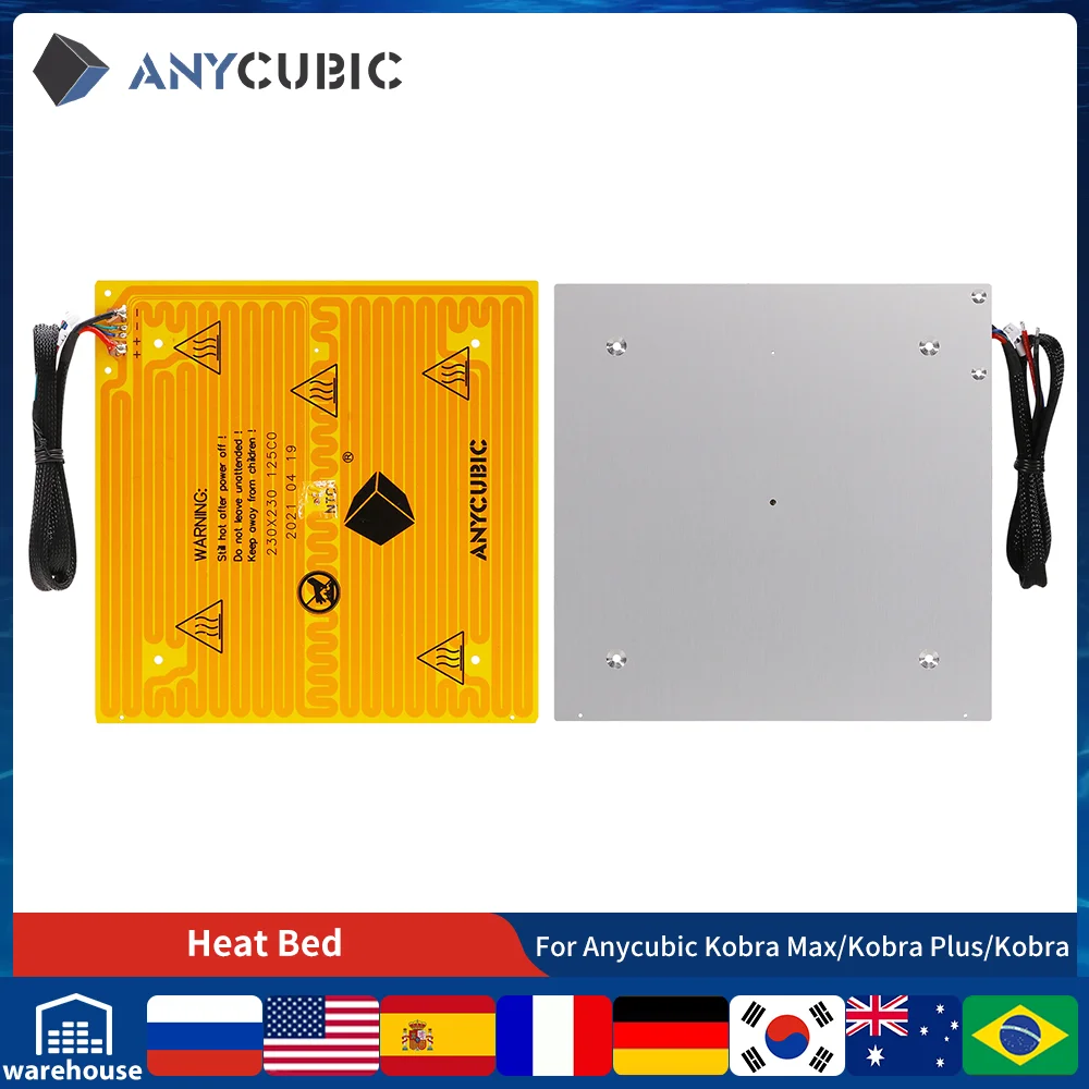 Anycubic 3D Printer Accessory Ultrabase Heated Bed Platform Heat Bed 4 Clip Compatibile Per Kobra Max/Kobra Plus/Kobra
