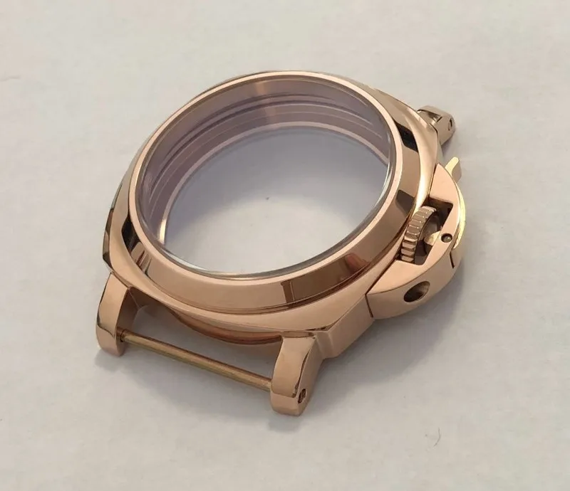 

44mm 316L Stainless steel Mineral glass or Sapphire crystal fit ETA 6497/6498 movement 6497 case 6498 case rose gold case BK38