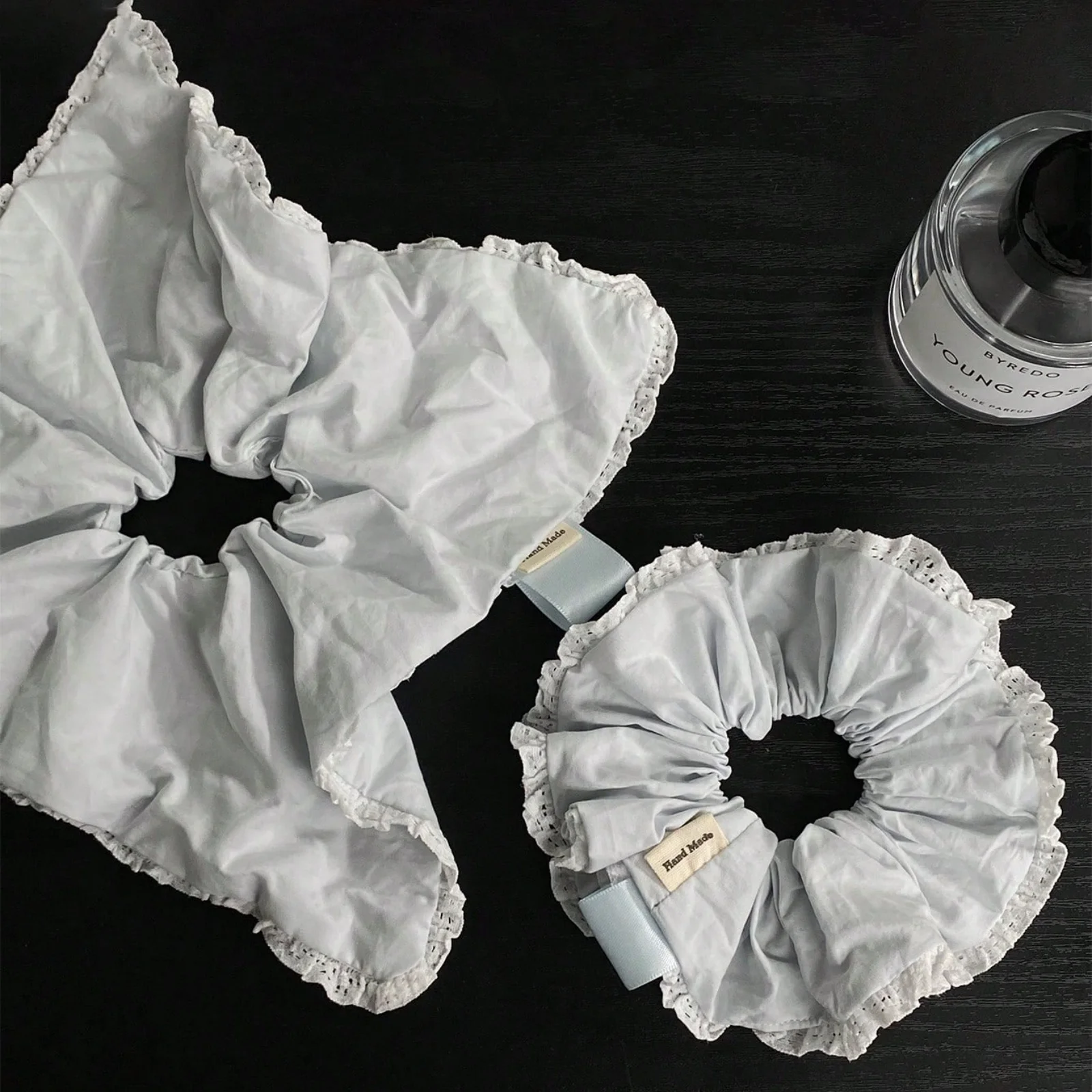 1Pc Women's Elegant Soft Light Blue Solid Hair Scrunchie, Korean Ins Minimalist Fashion Versatile Cute Hair Tie Scarf, Daily