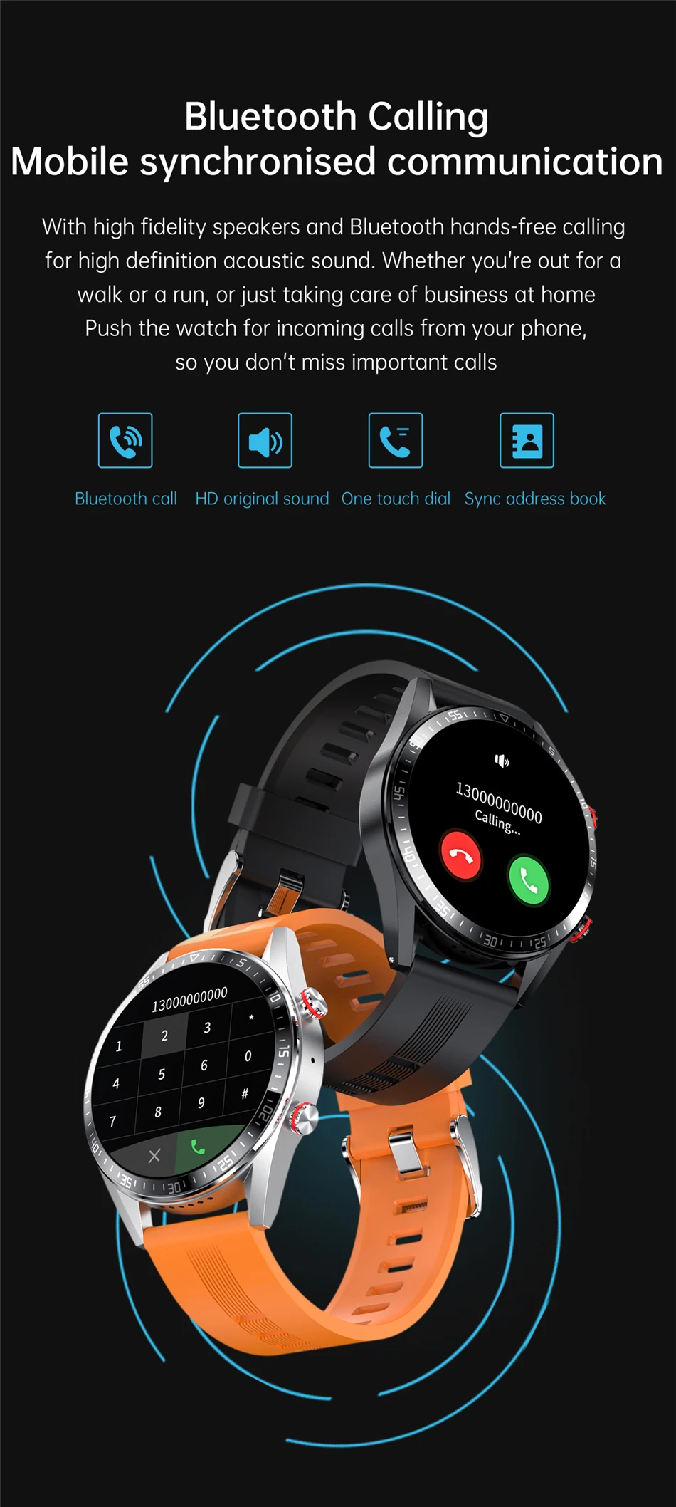 2022 New 454*454 AMOLED screen smart watch Always display the time bluetooth call local music Weather smartwatch for men Android