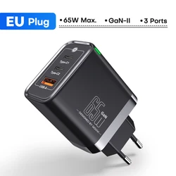 QOOVI GaN 45W USB Type C Fast Charging Wall Charger with PD QC3.0 Technology - 65W EU Plug