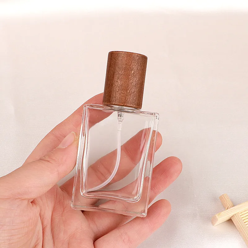 10pcs Refillable Square Glass Perfume Bottles with Wooden Screw Caps – Empty 30ml 50ml ... - SKU CBGS1900 - UGI Packaging
