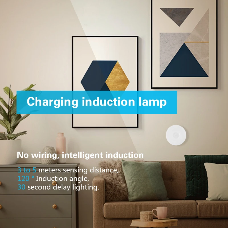 Lampe Murale LED Capteur de Mouvement sans Fil pour Intérieur, Veilleuse  Décorative avec Détecteur de chargement USB magnétique Blanc(10 Packs)