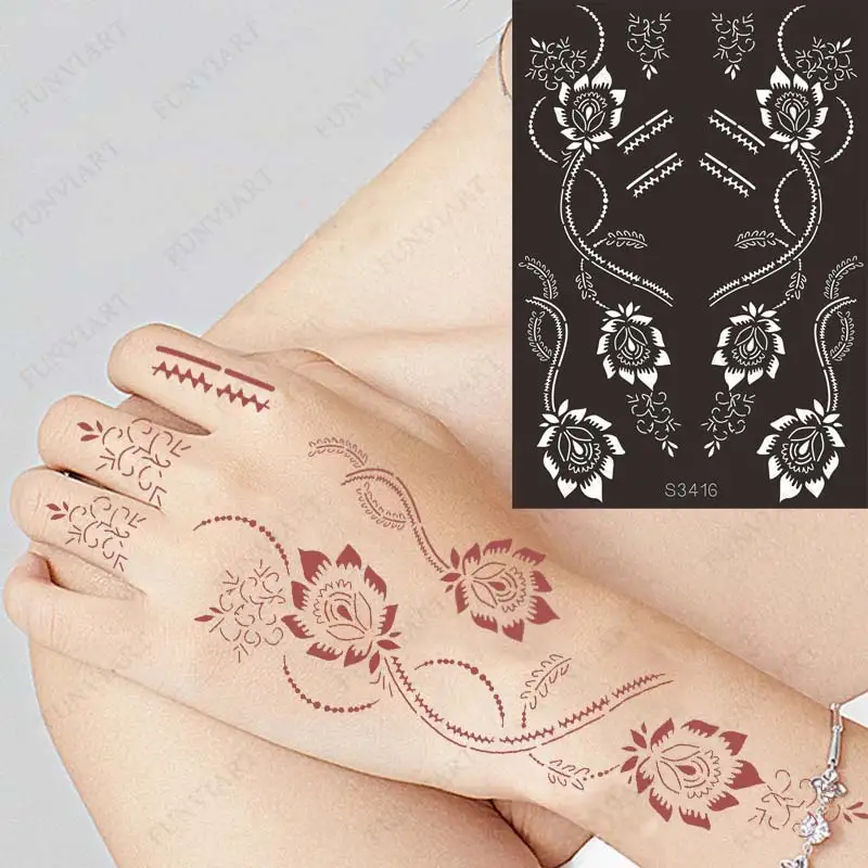 Reusable Temporary Henna Tattoo Stencil Arm Sleeve Mehndi Stencils Designs  Painting Template DIY Tattoo Supplies