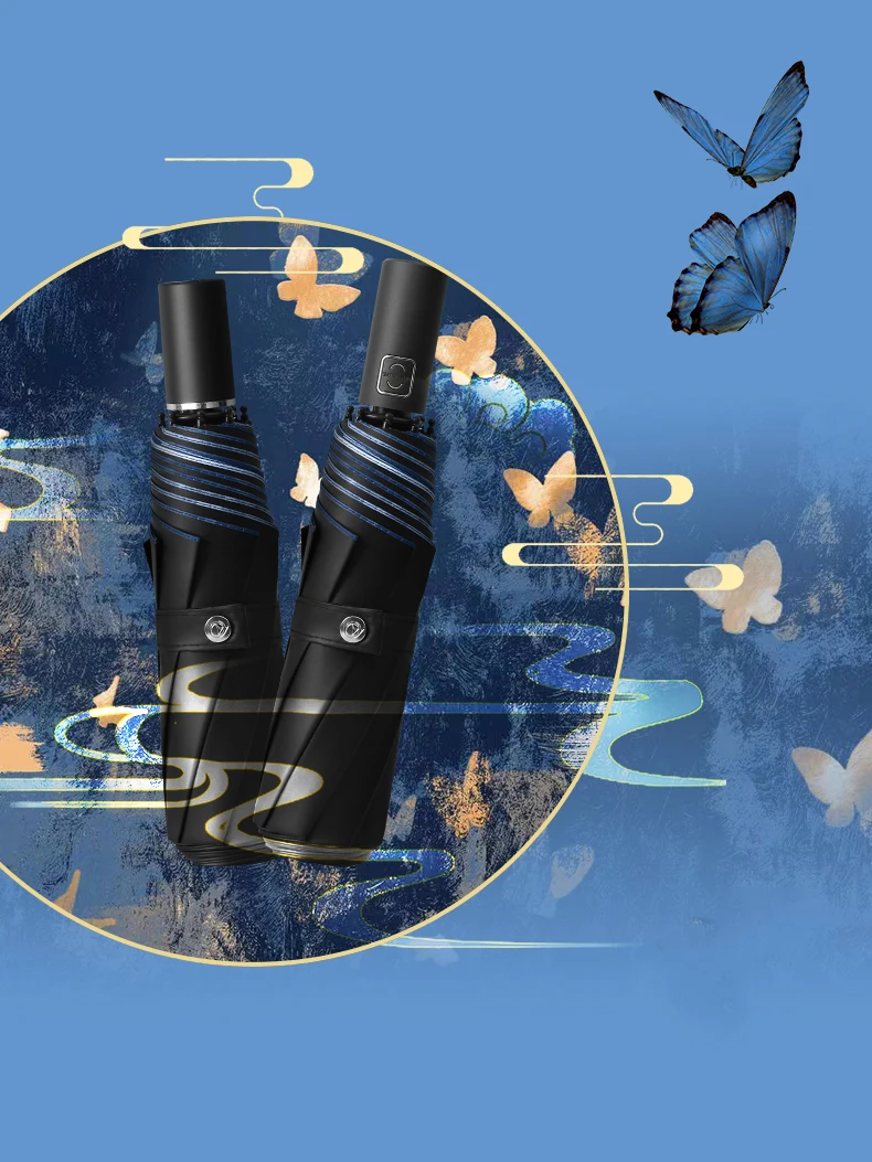 Butterfly Sun Umbrella Sun Protection UV Protection Women's Vinyl Rain or Shine Fully Automatic