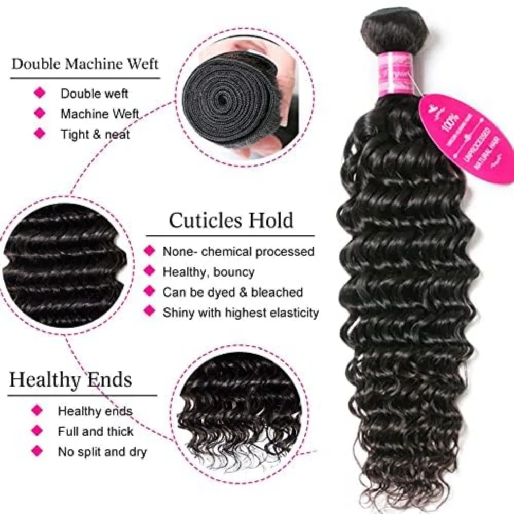 12A Bundle/1pc Water Wave Human Hair 8-30 Inch Weaving Natural ColorBrazilian Virgin Remy High Quality 180% Density 4