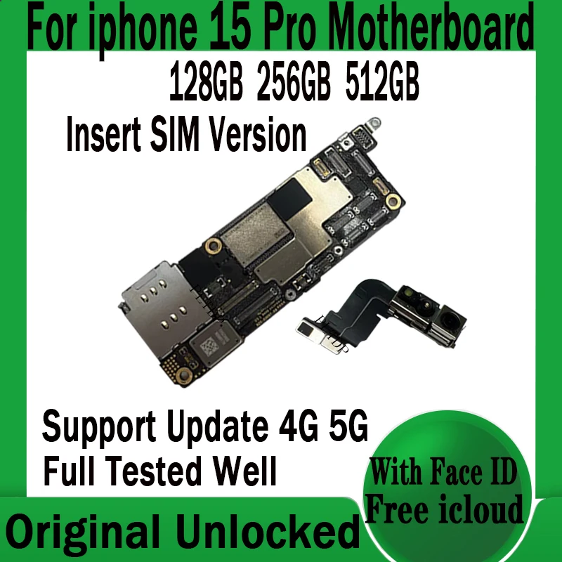 

For iPhone 15 Pro Original Unlocked Motherboard Tested Good Plate Insert SIM Card Version MainBoard No ID Account 128GB 256GB
