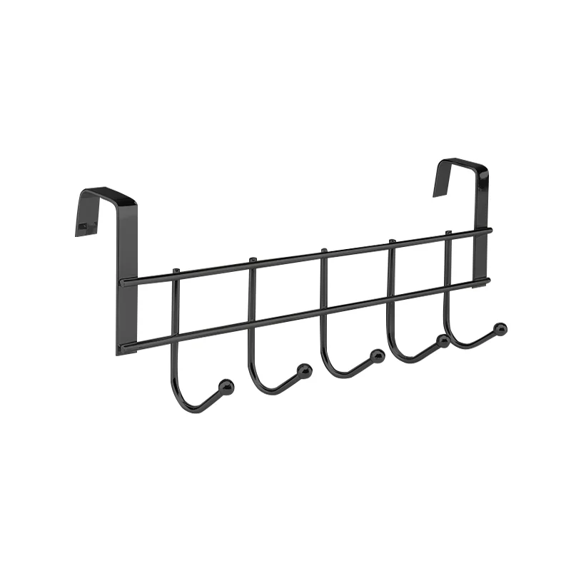 1pcs Stainless Steel Cabinet Hook No Punching 5-Hook Multifunctional Towel Coat Hanger Rack Durable Bathroom Kitchen Organizer